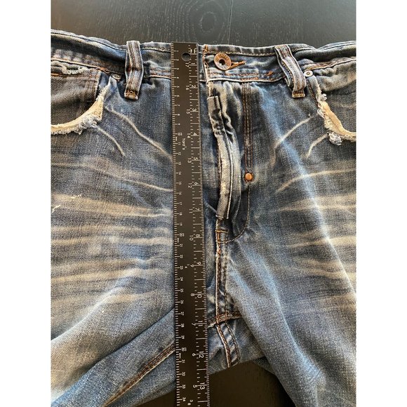 AKOO Brand Jeans Men 36x 32 Distressed Destroyed Paint Denim Streetwear Hip-Hop - Picture 13 of 16